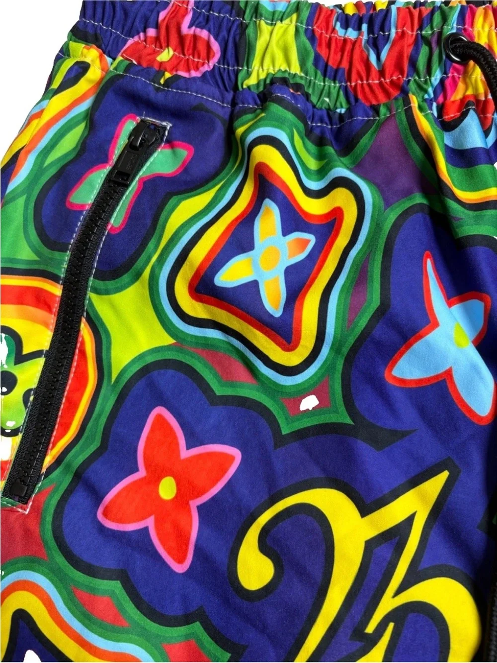 Two Thr33 Originals Mens Large Swim Shorts Abstract Pattern Drawstring 7.5